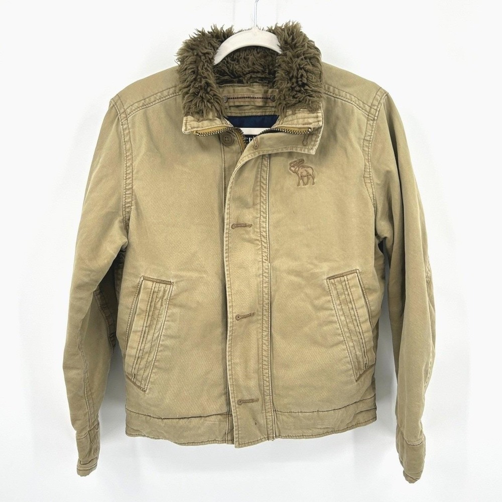 Vintage‎ Abercrombie Y2K Adirondack Jacket Medium Tan Sherpa Lined Heavy Moose